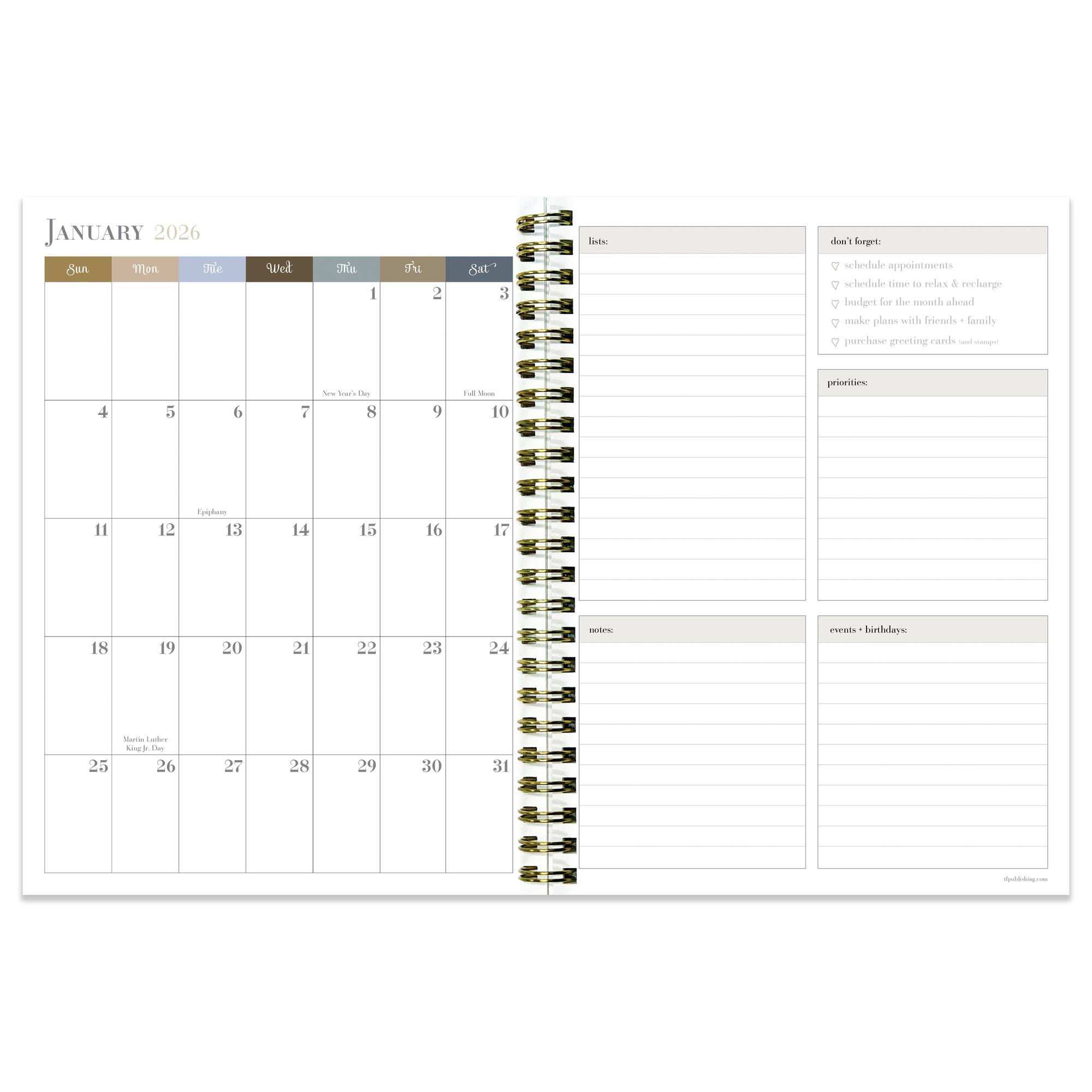TF Publishing 2025-2026 Rustic Floral Medium Weekly/Monthly Planner